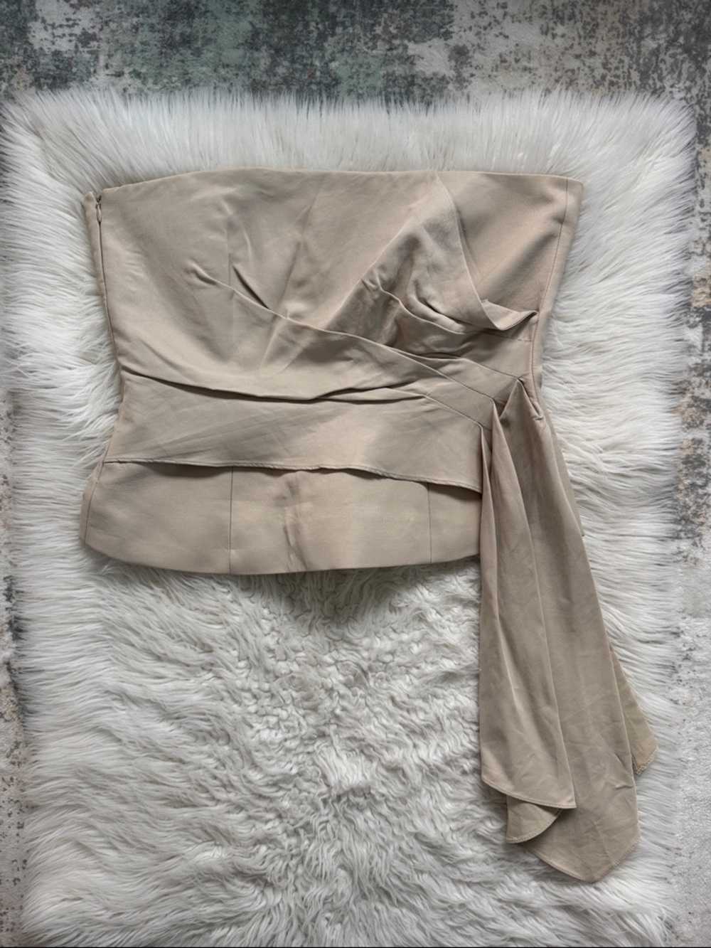 Zara Strapless Draped corset Top in Beige